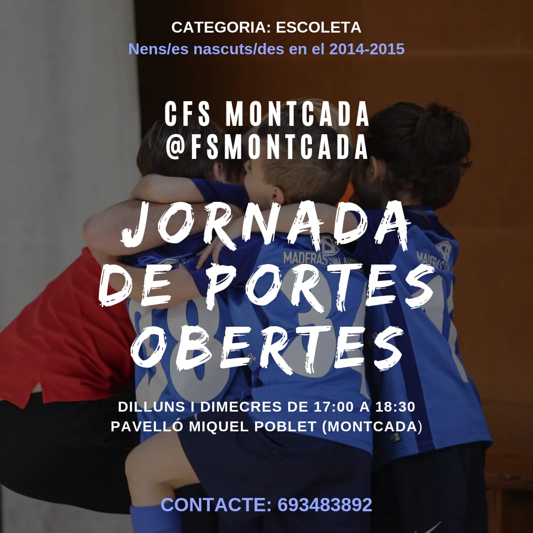 fsmontcada's tweet photo. ⚠️ ESCOLETA ⚠️ Jornada de portes obertes 💥 #fsmontcada #cfsmontcada #montcada #futsal #futbolsala #broncesval #maderassanandres #hierrosiserte #instalacionsanjor #groupvalles #electrodomesticoscarretero @amacautomotive #reixacdental https://t.co/iCiOmAyeIG