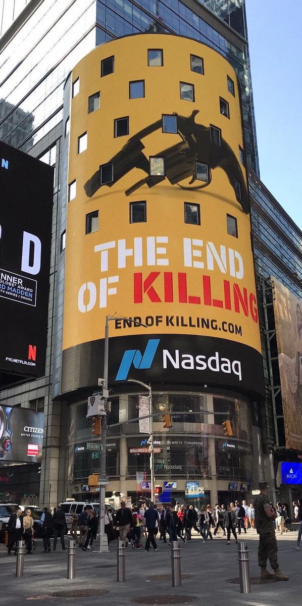 AxonRick's tweet photo. Special day showcasing The End of Killing in Times Square and ringing the bell at NASDAQ! https://t.co/vKYz24ojnf