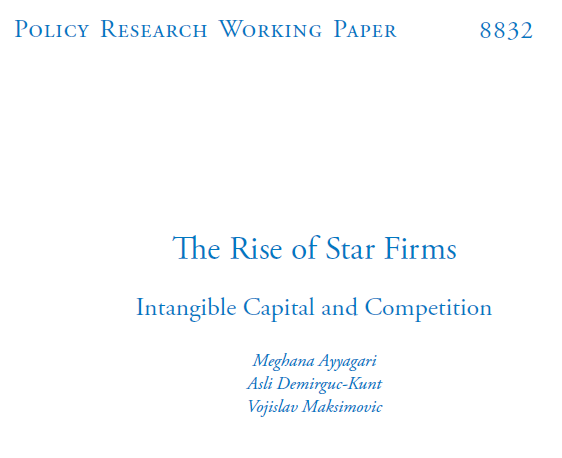Asli Demirgüç-Kunt (@ademirguckunt) on Twitter photo Revised paper with <a href="/MegAyyagari/">Meghana Ayyagari</a> and <a href="/vmaxim0/">Max Maksimovic</a> on star firms and intangible capital documents.worldbank.org/curated/en/957… Revised paper with <a href="/MegAyyagari/">Meghana Ayyagari</a> and <a href="/vmaxim0/">Max Maksimovic</a> on star firms and intangible capital documents.worldbank.org/curated/en/957…