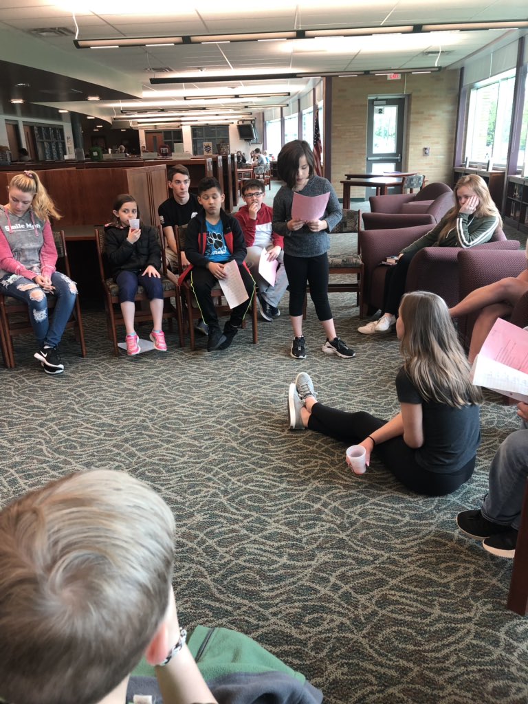 SraAndersonAPHS's tweet photo. One final Bennie Buddies sharing session before the Class of 2019 leaves. @apclassof2019 @metzger_bennie @missmanor4gr #sharingout #gettingwritingdone https://t.co/o5ryZdOpp0
