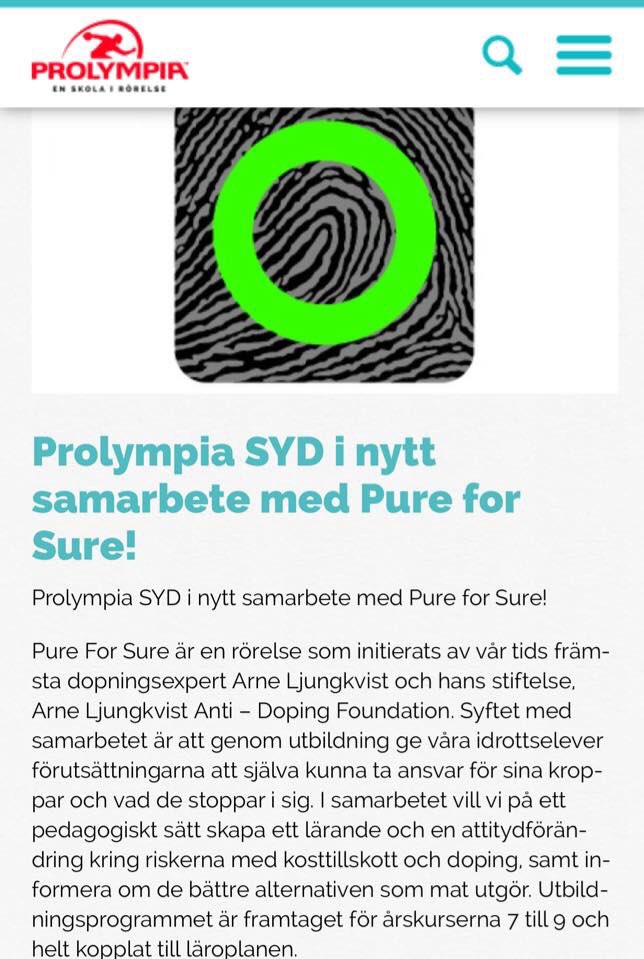 Iam_PureForSure's tweet photo. Våra utbildningar når allt fler. 
Nu har #Prolympia, Sveriges ledande idrottsskola på grundskolenivå, inlett ett samarbete med oss, så att deras elever får tillgång till utbildning inom antidopning.
Över 100 skolor har nu tillgång Pure For Sures utbildning. Och fler är på G! https://t.co/57ZUT9nYHb