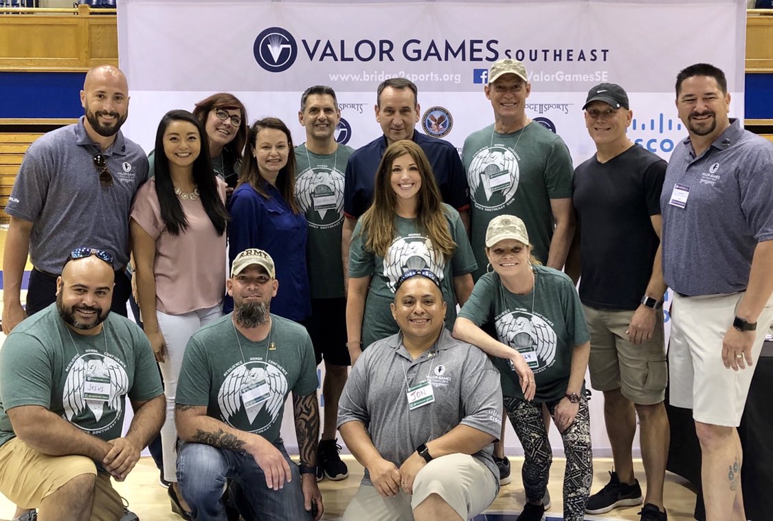 Big thank you to our <a href="/Cisco/">Cisco</a> team for coming out to support our vets at <a href="/DukeU/">Duke University</a> for the <a href="/ValorGamesSE/">Valor Games SE</a>. And yes, that is Coach K! <a href="/DukeMBB/">Duke Men’s Basketball</a> #ProtectServeEducate #WeAreCisco #LoveWhereYouWork
