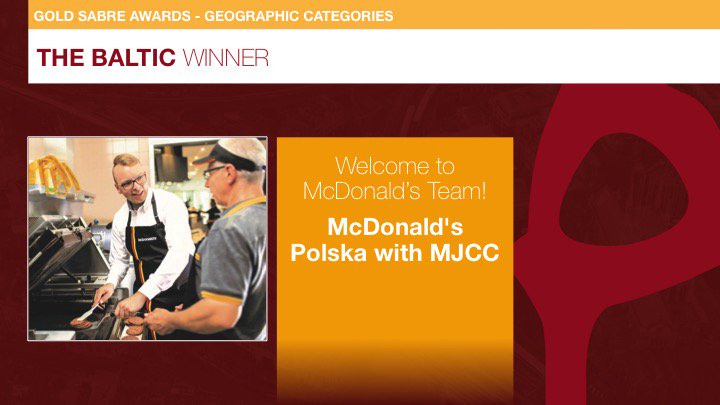 #SABREAwardsEMEA Winner: THE BALTIC - Welcome to McDonald’s Team! — @PL_McDonalds with <a href="/mjcc_ebc/">MJCC</a>
