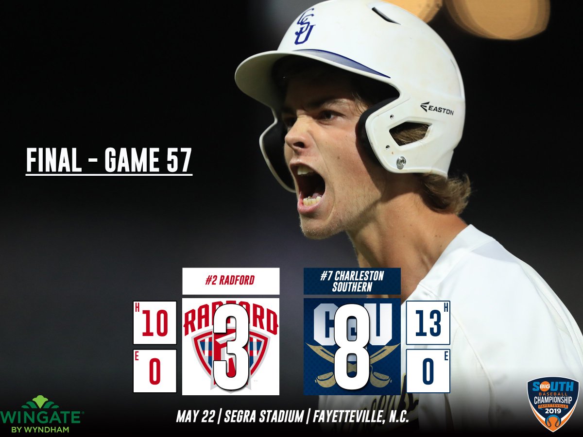 CSUGameDay's tweet photo. BSB Final (13) | CSU 8, Rad 3

Comeback. Complete. Bucs score two in the 9th to force extras, then 5 in the 13th to win it. Two 2B's earns Max Ryerson the @CHS_Wingate #POTG honors #CharlestonMade #JoinTheSiege https://t.co/Gb3pE1M5Tu