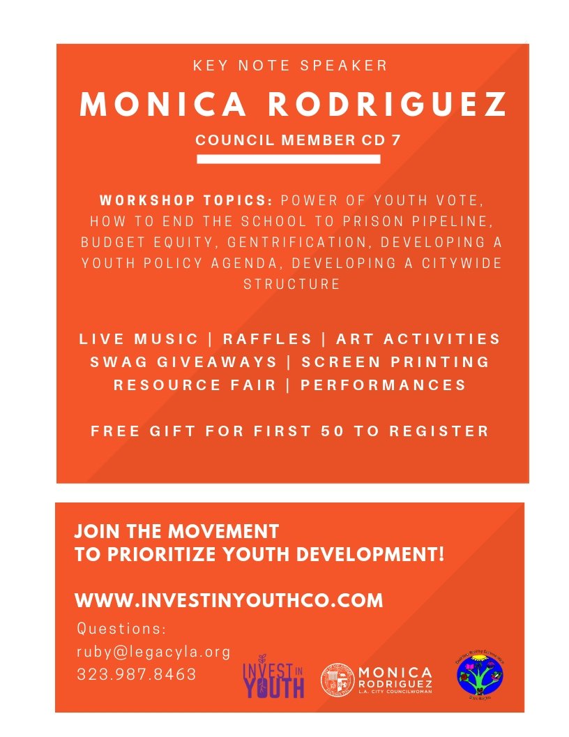 SHG1970's tweet photo. Calling all youth leaders! Come raise your voices with other youth across LA on June 1st for a day of youth power from 9am-3:30pm at Mendez Learning Center!

@Legacy_LA @InvestinYouthCo @BHCBoyleHeights @CalTradArts @MRodCD7 https://t.co/HLSvQUanon