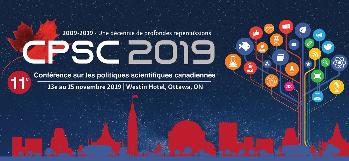 sciencepolicy's tweet photo. L’inscription pour la CPSC 2019 est en cours. Avec 800 participants, 250 conférenciers, 50 groupes de discussion et 5 symposiums pré-conférence, la #CPSC2019 constitue le plus grand événement canadien de politiques scientifiques et d’innovation de 2019! https://t.co/zlHiXPiu5G https://t.co/bNNugRhYFU