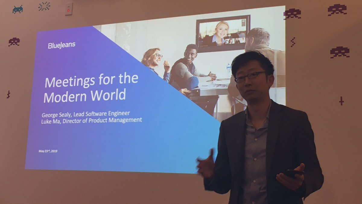 DunedinTechweek's tweet photo. Video conferencing should be “as comfortable as wearing your favourite pair of blue jeans” - Luke Ma @BlueJeansNet @DunedinTechweek #Techweek19 #goodfortheworld https://t.co/BicXDkL0Ly
