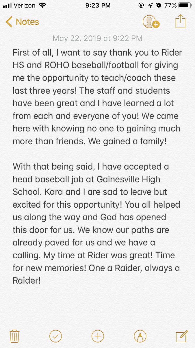 Wesley Roberson (@_coach_roberson) on Twitter photo Thank you @RiderRaiders <a href="/ROHO_Baseball/">ROHO Baseball</a> and <a href="/raiderfball/">Rider Raider Football</a>. Most of all thank you to <a href="/palmore_dee/">Dee Palmore</a> and <a href="/learningleader3/">Cody Blair, Ed.D.</a> for giving me a chance!
#OFOT forever. Thank you @RiderRaiders <a href="/ROHO_Baseball/">ROHO Baseball</a> and <a href="/raiderfball/">Rider Raider Football</a>. Most of all thank you to <a href="/palmore_dee/">Dee Palmore</a> and <a href="/learningleader3/">Cody Blair, Ed.D.</a> for giving me a chance!
#OFOT forever.