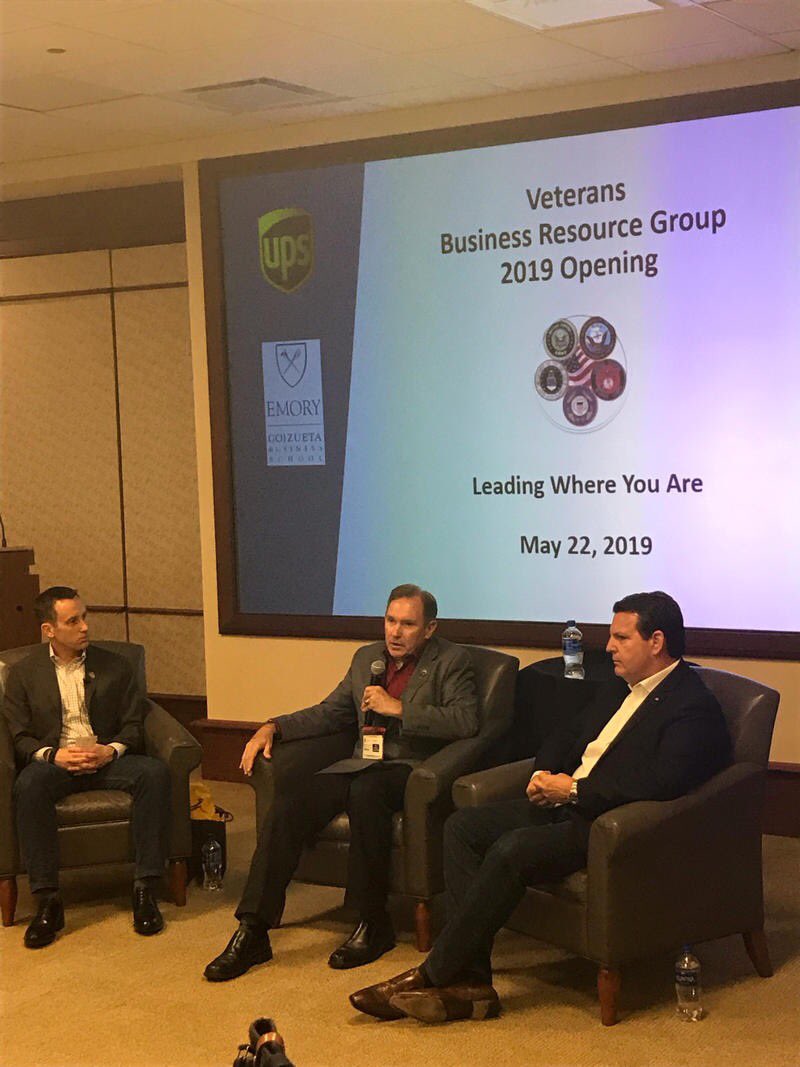 ⁦<a href="/UPS/">UPS</a>⁩ Thanks to Emory Goizueta Alum and the Veterans Business Resource Group at UPS Corporate office today along with UPS Capital President &amp; VBRG Executive Advisor Mark Robinson. An honor to participate in a panel discussion on leading where you are.