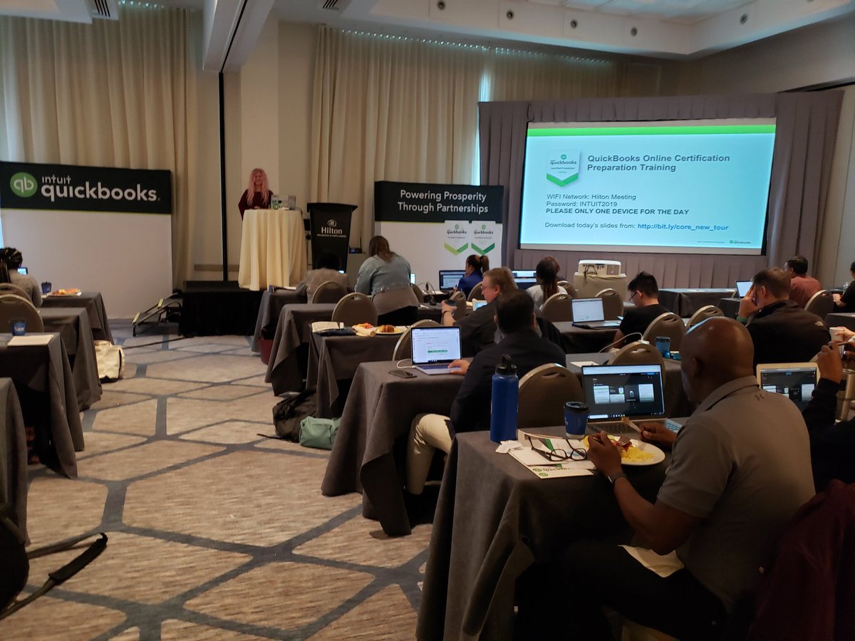 LizScottQBO's tweet photo. Awesome QuickBooks Training day in Philadelphia! The attendees were fabulous! Three trainers teaching three courses. Core, Adv and Recert certification all in one location! @mbrcpa @HSatterley #IntuitTrainingEvents https://t.co/sotEJe6llg