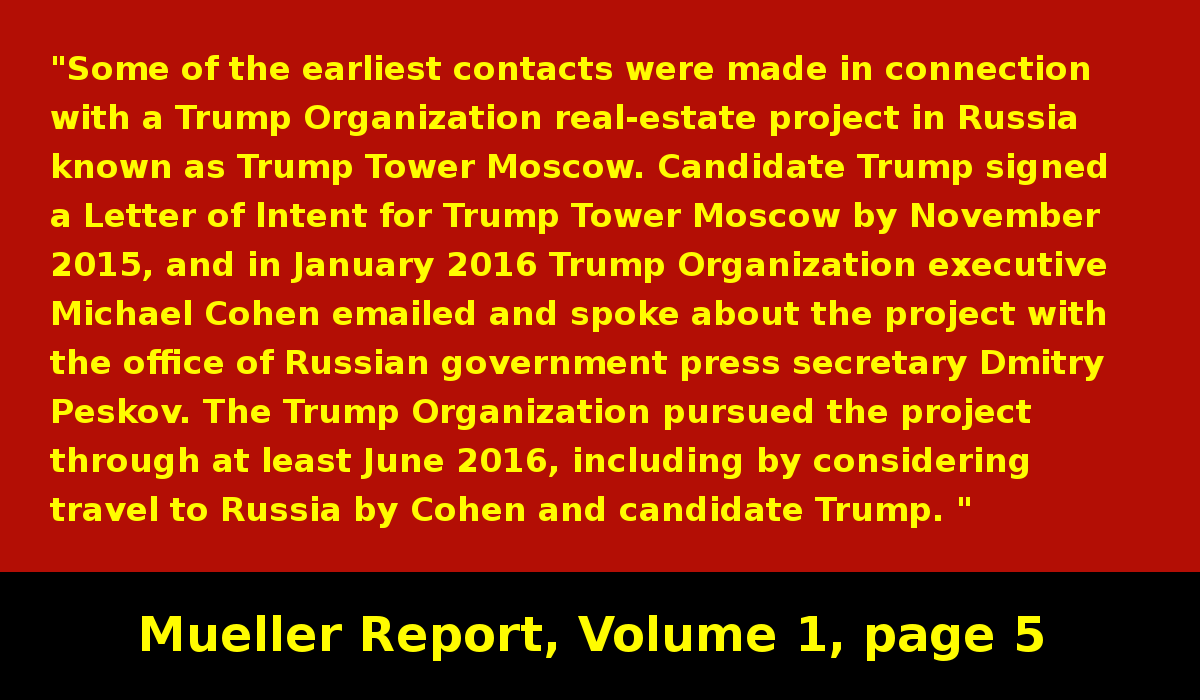 Trump desperately wants a Trump Tower in Moscow, Russia.Trump also lied about continuing negotiations for Trump Tower Moscow during his presidential campaign. The Russians knew he lied. Kompromat? #MuellerReport