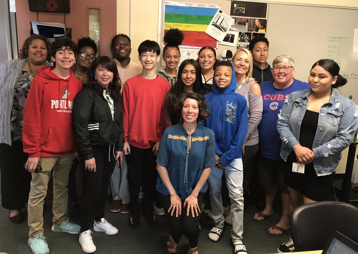 ScottWhitbeck2's tweet photo. George MS‘ers selected for “8th Grade Takeover Day”. Scholars applied for the staff positions they wanted, stating what they wanted to learn from the experience. They did a great job helping run the fire drill. Way to go, Mustangs! @PPSConnect https://t.co/bEJi7eeDeo