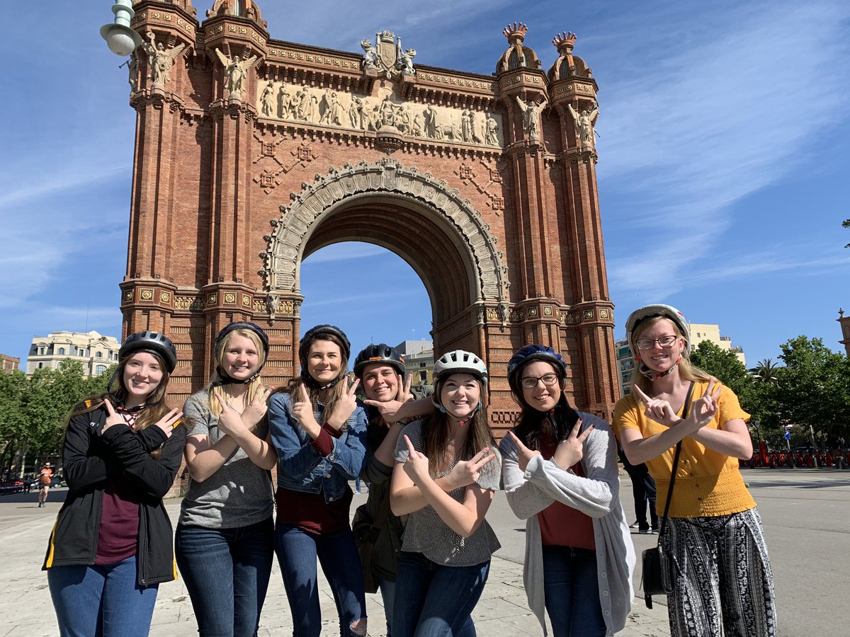 PrideGUARD's tweet photo. A group of our Pride Guard girls have been traveling across Spain for the last seven days with the Pride of Mississippi!! We’re thankful for Southern Memories and safe travels. Check out some of their pictures from Madrid and Barcelona! 💛🖤 #SMTTT #PrideGuardTTT https://t.co/EERYHoACQ8