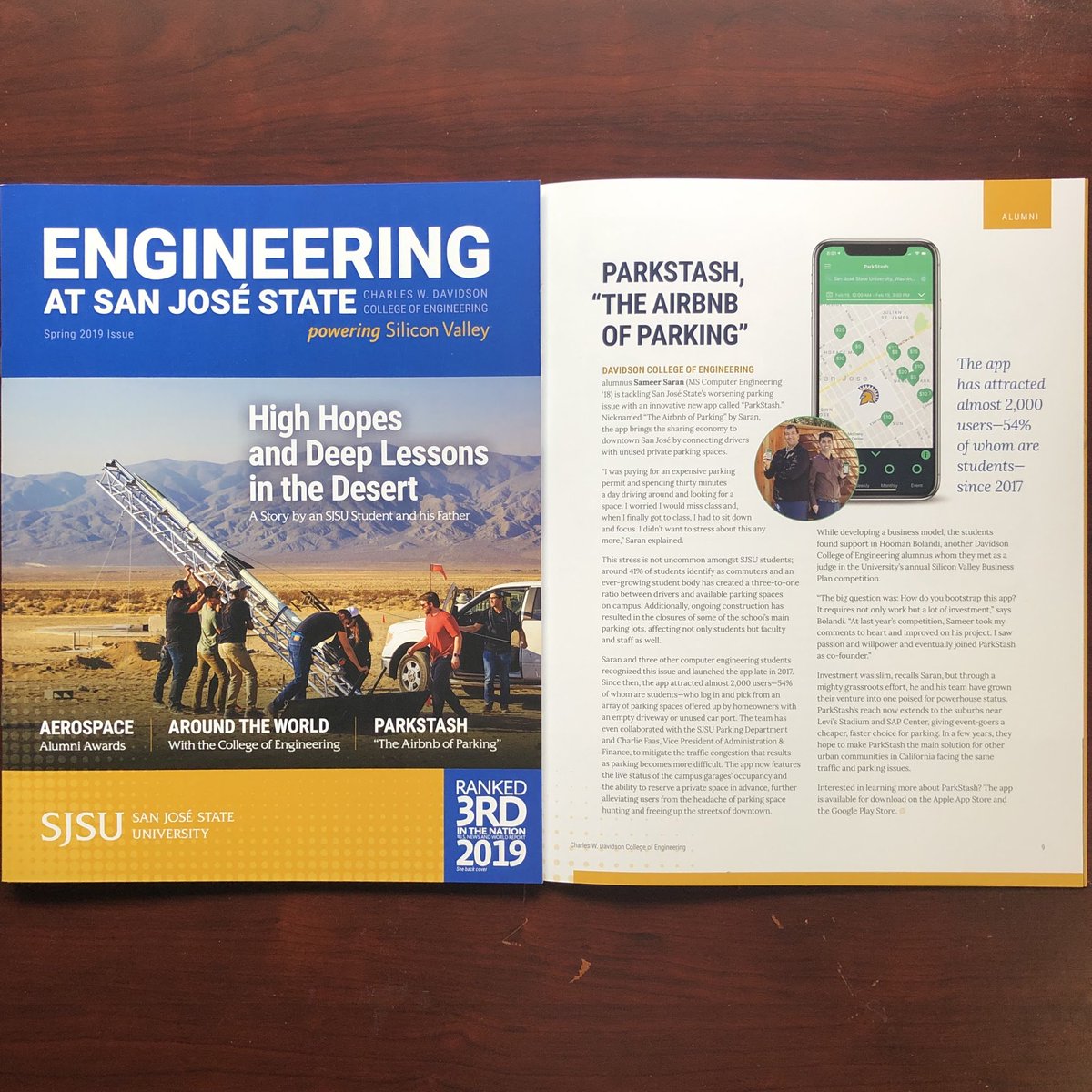 ParkStash's tweet image. Did you checkout our story featured in @SJSUEngineering Spring 2019 magazine? Proud to be @SJSUEngineering alums!
Here&apos;s a link to digital version - engineering.sjsu.edu/magazine/sprin…
#parkstash #sjsuengineering #story