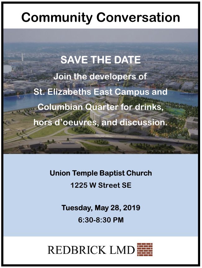 IBHanna's tweet photo. Community Meeting RE: Columbian Quarter aka Poplar Point
📆Tuesday, May 28, 2019
⏰6:30-8:30 PM
📍Union Temple |1225 W St SE
#ANC8A #ANC8C #Ward8 https://t.co/gbHKp5VzsB