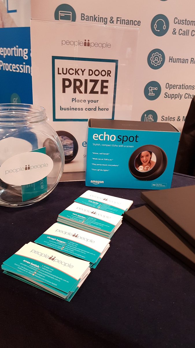 HiringMark's tweet photo. Make sure you drop your card with the @people2people stand at today's #cfoseries to win an echo spot https://t.co/wv7II9t7Ak