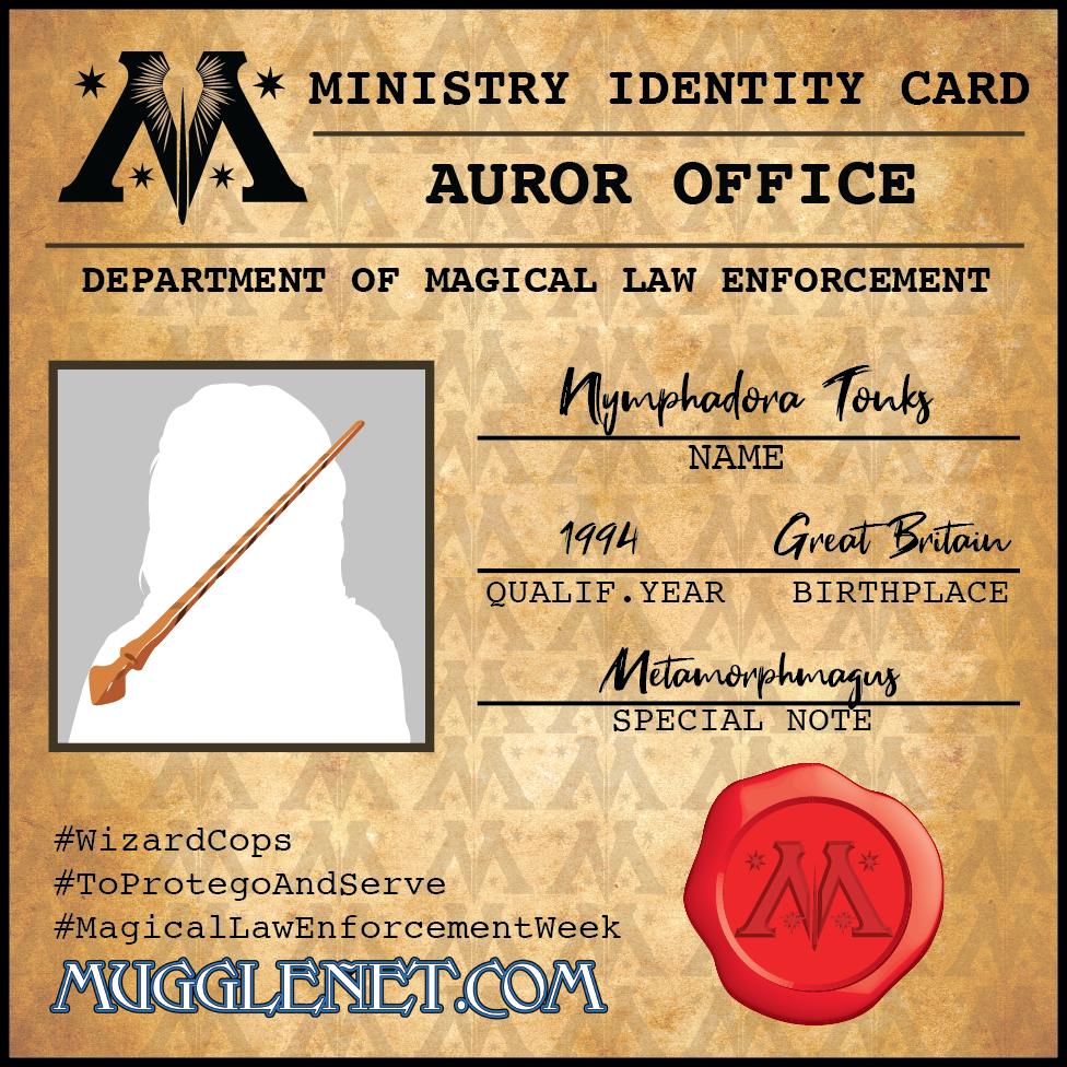 MuggleNet's tweet photo. #ToProtegoAndServe
Nymphadora "Don't call me Nymphadora" Tonks was a force to be reckoned with and an incredibly important member of the Auror office and Order of the Phoenix.
#WizardCops #MagicalLawEnforcementWeek https://t.co/PQuvUpOPCB