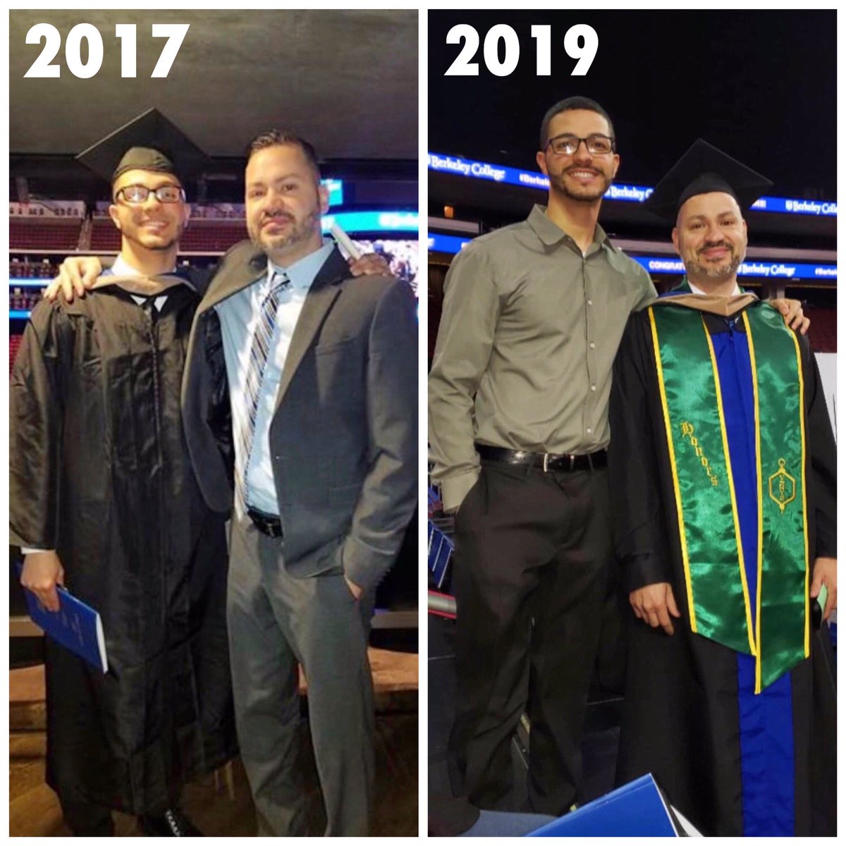 BerkeleyCollege's tweet photo. Father and son are both #BerkeleyAlumni now! Two years after watching his son Anthony graduate, Luis Collazo received his #MBA at #BerkeleyGrad2019. 👏#BerkeleyMBA https://t.co/Ka1Be4U1Py