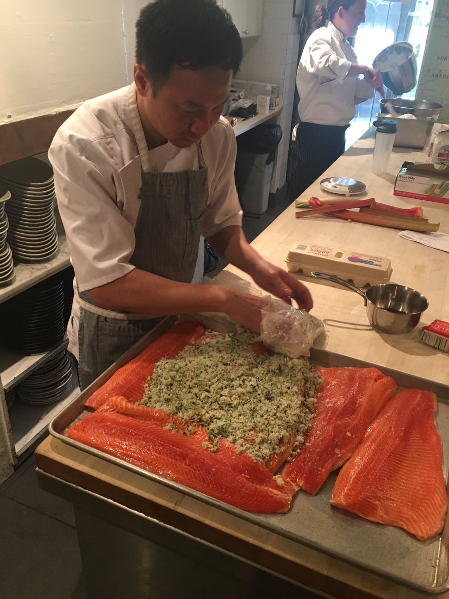 FoodDayCanada's tweet photo. So proud of this crew! An amazing team of chefs from across Canada are in Manhattan tonight, collaborating on a stunning dinner showcasing Canadian ingredients at the iconic Beard House. #fooddaycanada #flavoursofcanada https://t.co/eWoxjI6MNO