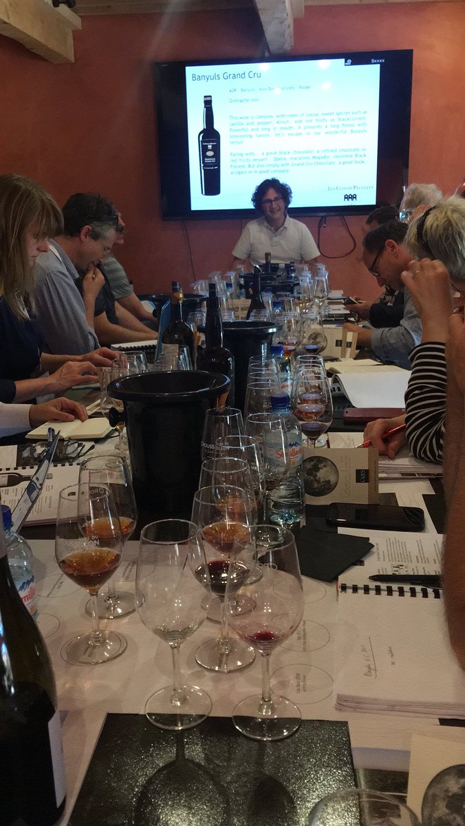 Masters of Wine talks:Tasting at #DomaineCazes hosted by Emmanuel Cazes, pictured here with two of the three tanks they use to age flagship wine ‘Le Credo’. They are committed to organic and biodynamic viticulture and have been for more than 20 years #ma…