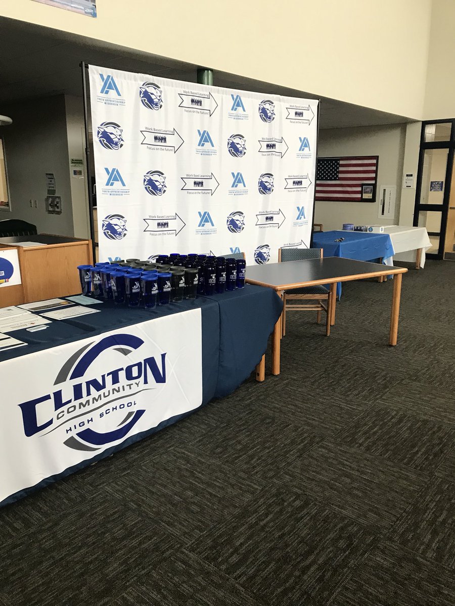 Laura18089149's tweet photo. All set for our CTE/WBL Awards Ceremony tomorrow. 60 awards and 7 students signing letters of intent to work after high school. @clintonwischool @CTEWorks #wblearning https://t.co/ipHlIl8rzX