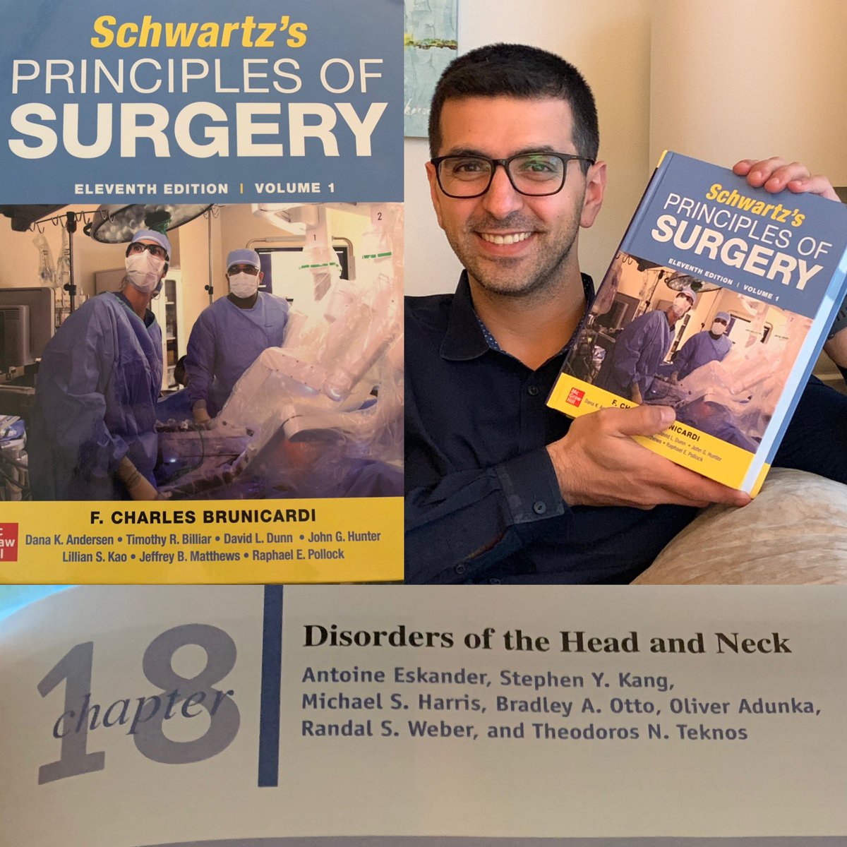 DrTonyEskander's tweet photo. 2 yrs of work has paid off ! Head and neck chapter in Schwartz’s Principles of Surgery 11th Ed. @OHNSUOFT @OhioState @Sunnybrook @SurgeryMGH @MDAndersonNews #academicsurgeon #headneckoncology https://t.co/C7URiETJ85