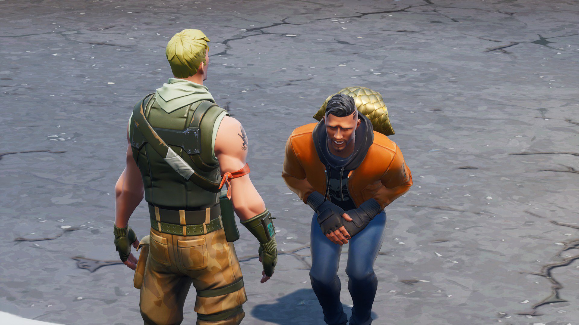 Something popped when the Default's combat boots stroke his balls.&...