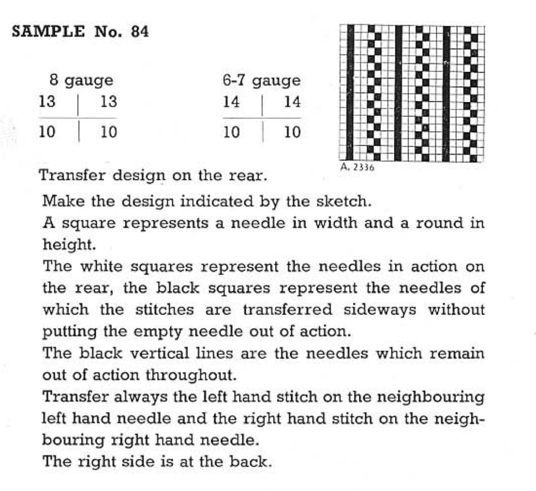 Knitting Machine Gauge Chart