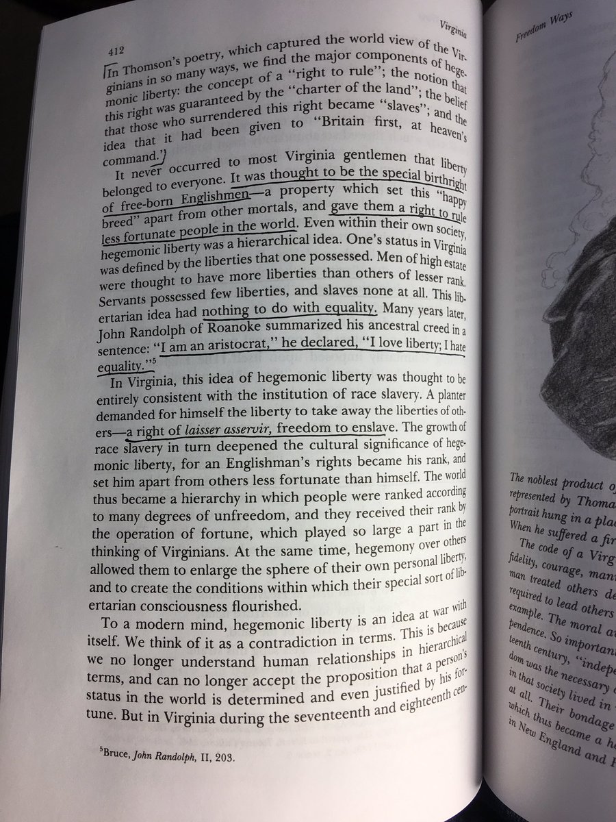 In case I get hit by a bus, I currently think the concept of hegemonic liberty is the most misunderstood aspect of the cavalier mindset, so here’s three key pages from Albion’s Seed~