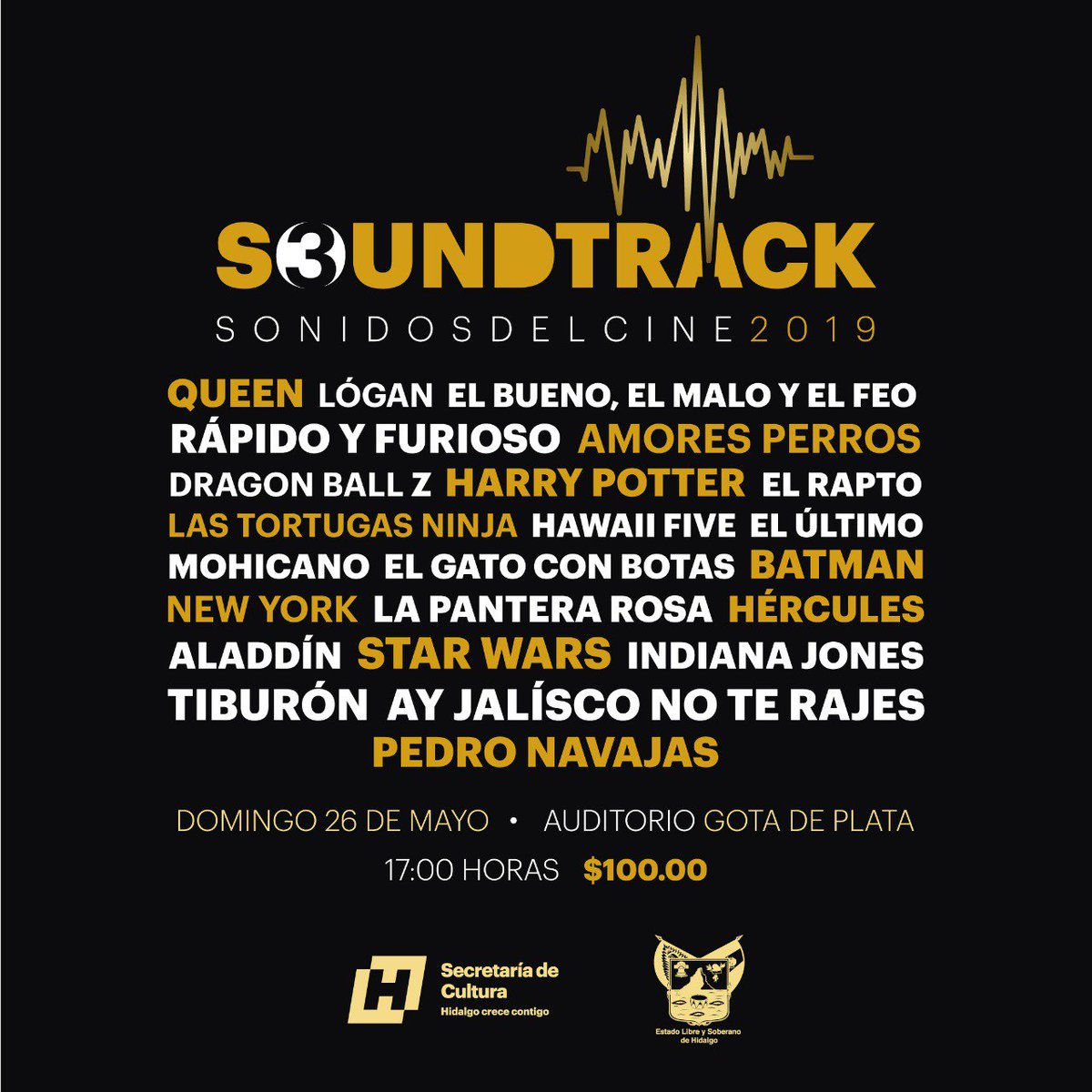 EMEHoficial's tweet photo. #Cartelera | #SoundTrack3 🎶🎥

Adquiere tus entradas en el Centro de las Artes de Hidalgo, Cuartel del Arte, Centro Cultural del Ferrocarril, EMEH Escuela de Música y Biblioteca Central del Estado Ricardo Garibay.

Donativo: $100.00

Horario: lunes a viernes 9:00 a 20:00 horas. https://t.co/apl7rwLOem