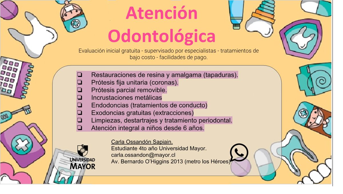 calliossandon's tweet photo. Hola! Este año estoy atendiendo pacientes en mi universidad, si necesita una evaluación no dude en contactarse!. 
Agradecería compartir esta información con personas que la necesiten. 
Muchas gracias! 🥰 RT! #clasemediaprotegida #chileenmarcha Santiago centro #RojoEnRectaFinal https://t.co/azDSql0Uh9