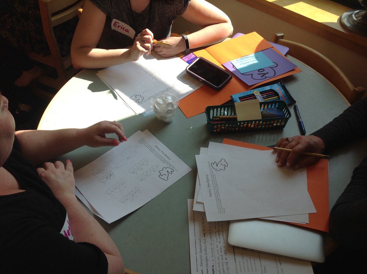 RawdingMolly's tweet photo. @LPSProfLearn @FiskeMath @joboaler Always love seeing teachers engaged in the math and thoughtful discussions! Engaged in #LeoTheRabbit & Sunny the Bunny - so many connections and ideas being shared! https://t.co/CsBDI2DMr7