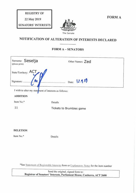 New page detected on the register of Senator the Hon Zed Seselja. Help make these disclosures searchable here: burntheregister.com/project/seselj…