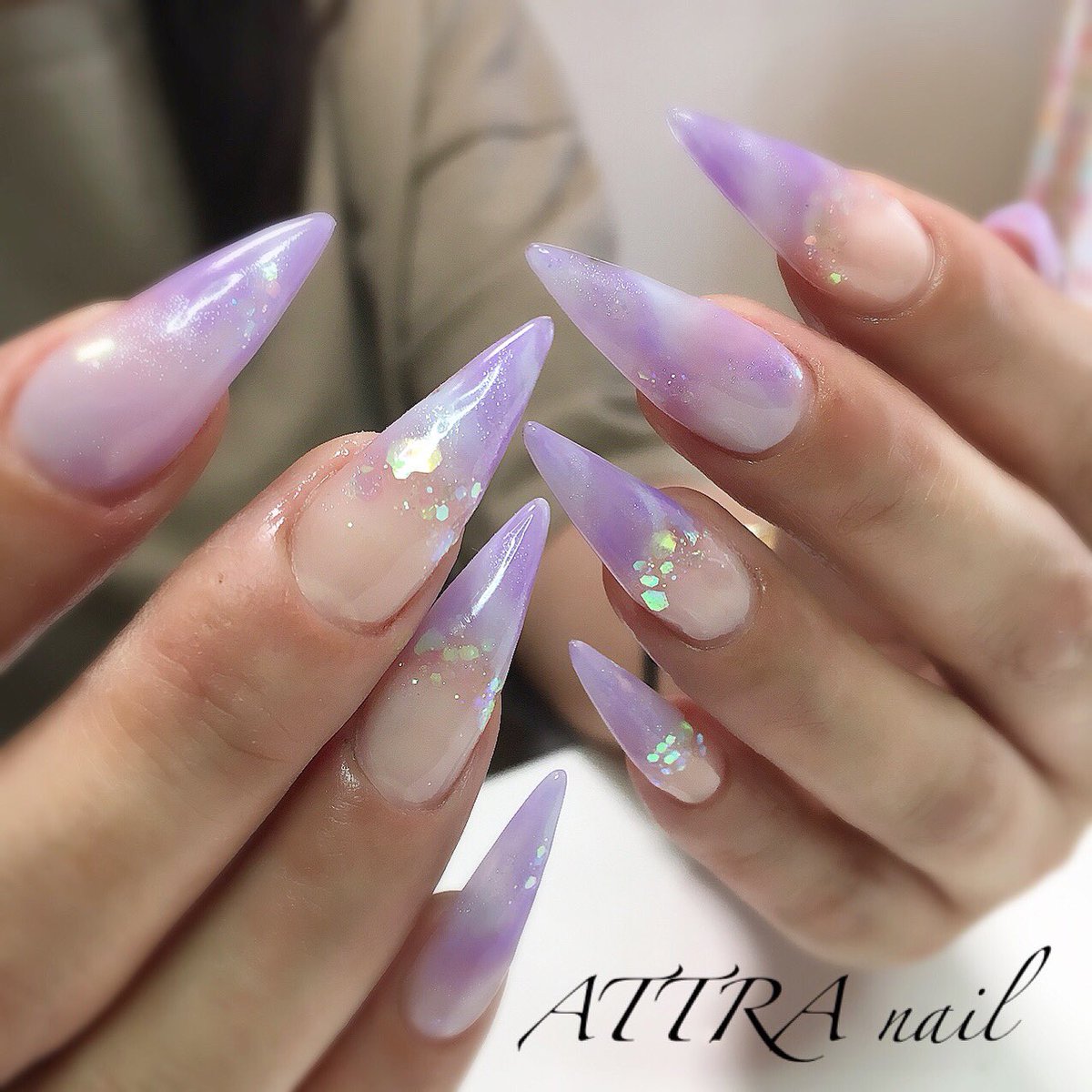 Attra Nail 倉敷ネイルサロン スカルプで長さ出しからのジェルアート 紫陽花を感じる季節がすぐそこに アトラネイル 倉敷ネイル 倉敷ネイルサロン