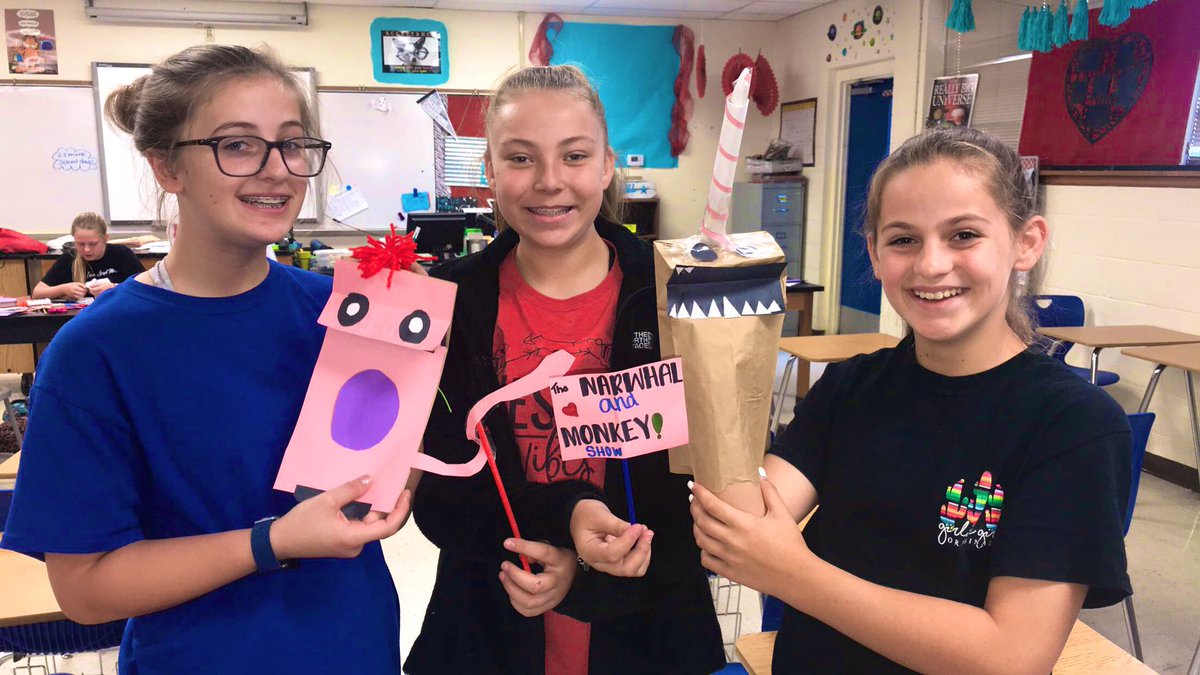 StappCassidy's tweet photo. Over the last two days, students made the cutest, most creative puppets and wrote a script over any topic we covered in 6th grade science this year! They loved it, and so did I! ❤️ #BetheoneLMS https://t.co/EGaSEXmQsI