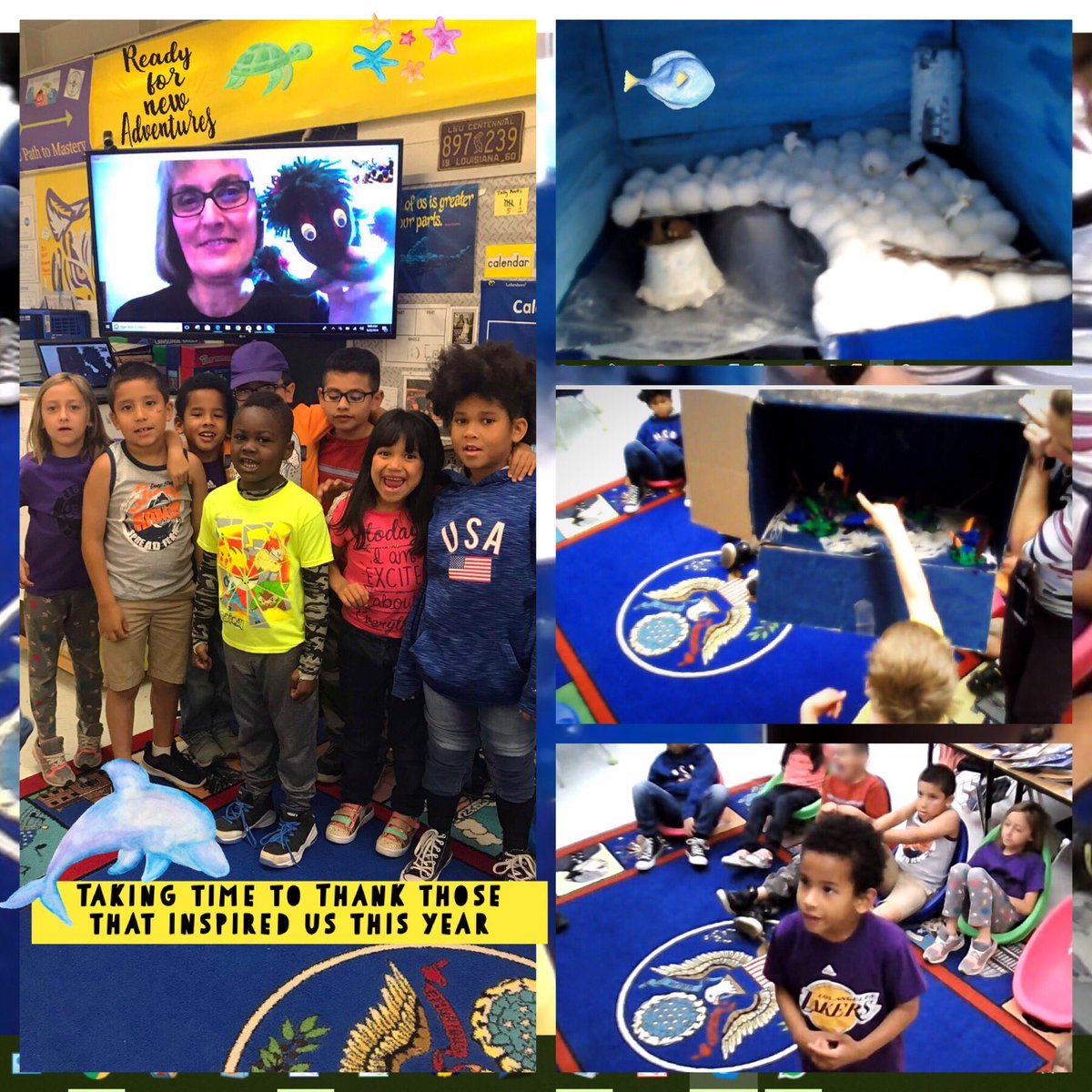 MsDanielsStormy's tweet photo. Today @SkypeClassroom began w/ @musicadc2013 as we wanted to thank her for her inspiration and the work she is doing  to make our planet a better place for us all. We’re proud to share the work we have done this year. 🤓 #SchusterNeu #IamEPISD #skypeMT #MIEExpert @Litterasea1 💗 https://t.co/bSgfkuErk7