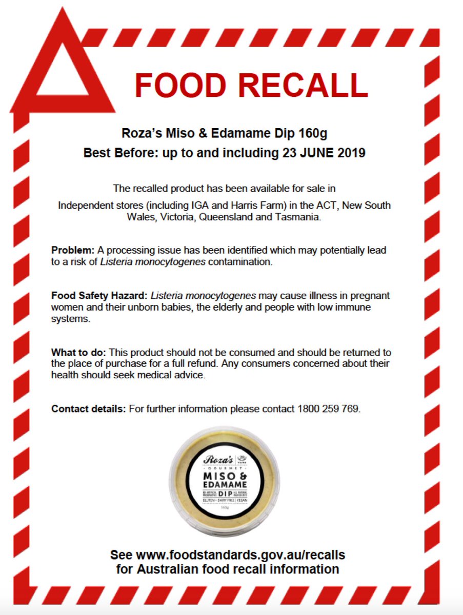 RECALL: Your safety is our priority. We are currently recalling our Miso &amp; Edamame Dip 160g with best before dates up to and including 23 June 2019. For further information please contact our customer call centre on 1800 259 769 or visit our website: bit.ly/2VIdcKX