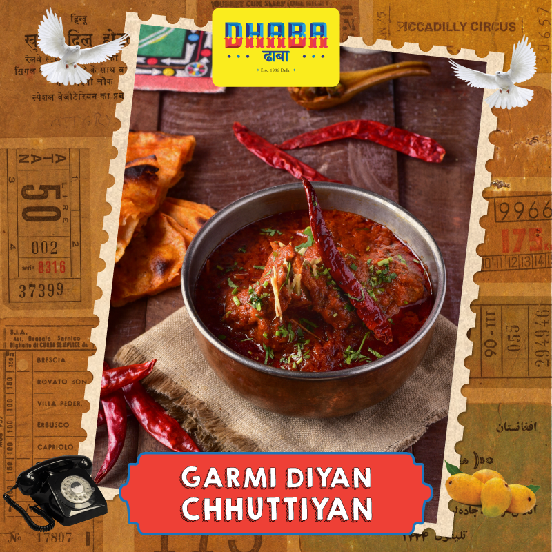dhaba1986's tweet photo. Oye #Dhaba waalon! Dhaba laya summer da josh with “Garmi Diyan Chhuttiyan” menu! Seasonal dishes jaisa humaara TEEKHA MAAS, to add to your gupshup, kahaniyan &amp; meethi memories. Log onto https://t.co/SKJoRkbRhw to make a booking at your nearest Dhaba! #Swadanusaar #GarmiDaJosh https://t.co/fYLyu9qcp5