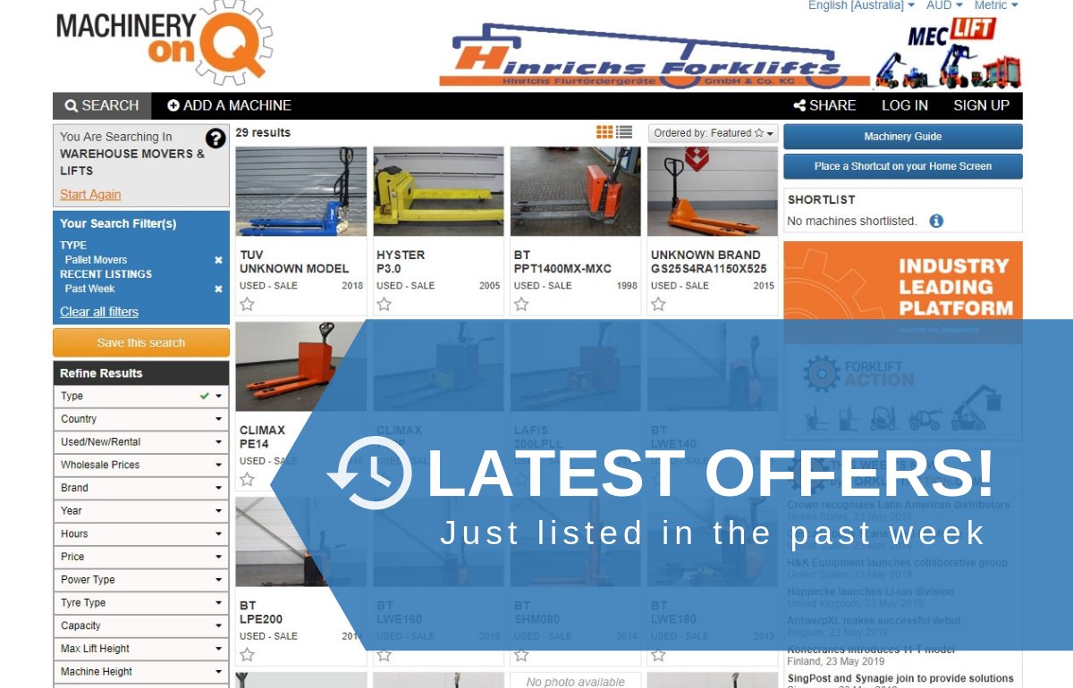 Find a number of Pallet Movers on #MachineryonQ at the moment, see what has been listed over the last week: bhttp://bit.ly/MAYPalletMoversONQ
#Machinery #warehouse #equipment #trading #palletjacks