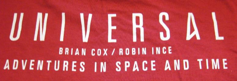 alexis_machine_'s tweet photo. Awesome evening with @ProfBrianCox at #Universal - #AdventuresinSpaceandTime. Got another heavy science book, autographed. Also picked up a #WearableScience representation of the #FriedmannEquation in a closed universe. No, I can't show my work. Trust me, the math works. #Physics https://t.co/VhCq1TQPZo
