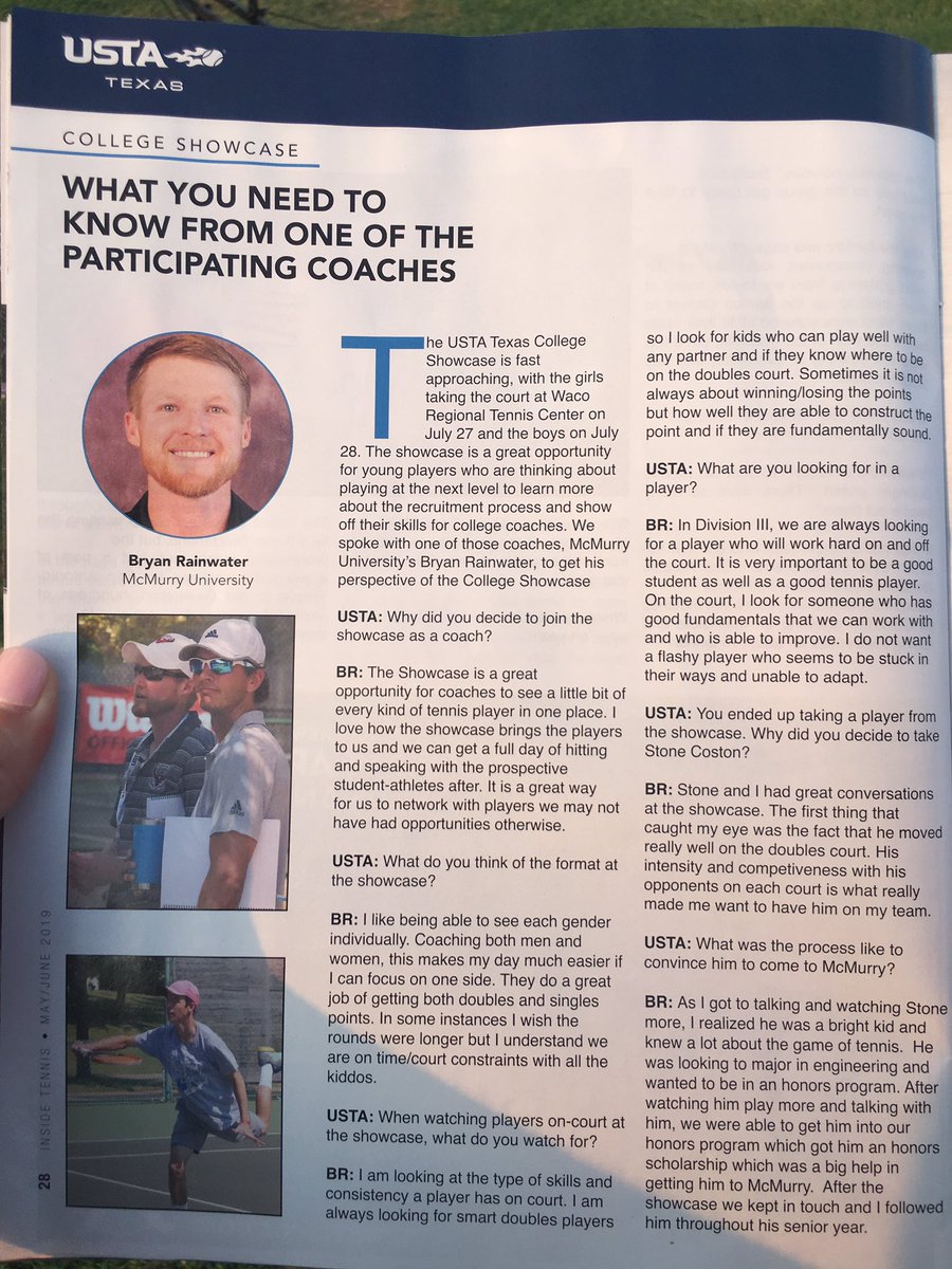 samferguson1974's tweet photo. Kim opened up her @insidetennismag today and was greeted with this gem. @mcmsports tennis coach @B_Rainman featured in a Q&amp;A in my wife’s favorite read. I don’t know how to put this, but he’s kind of a big deal.  #McMChampsLife https://t.co/tbqxx5Jqqw
