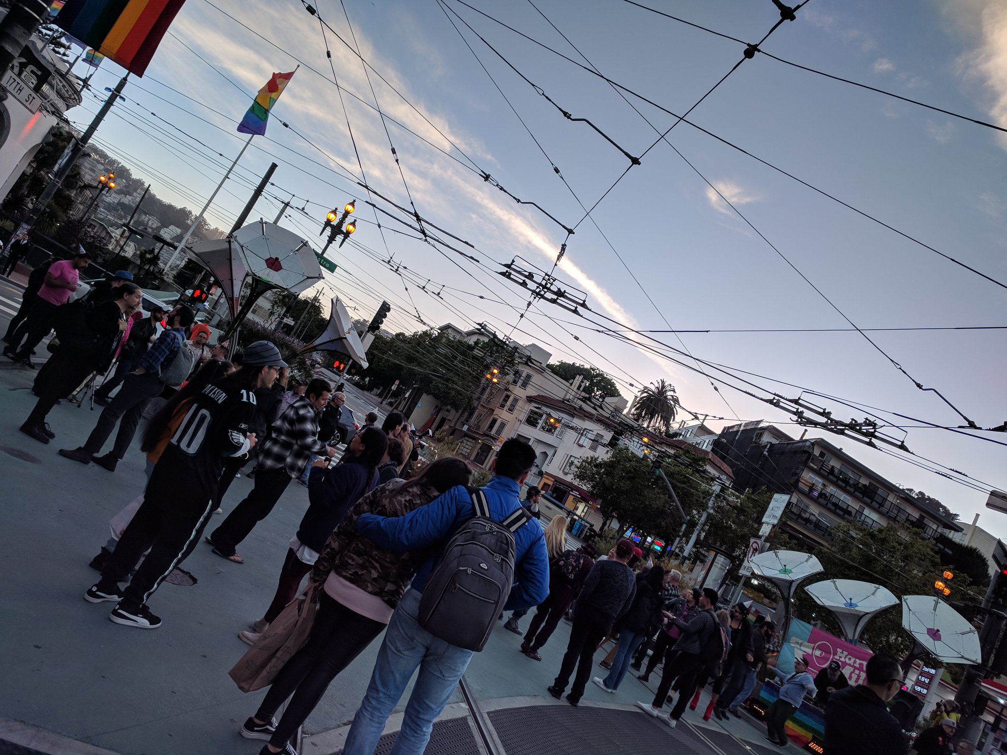Postcards from San Francisco: Harvey Milk dance party Castro at Market, happy birthday Harvey! 