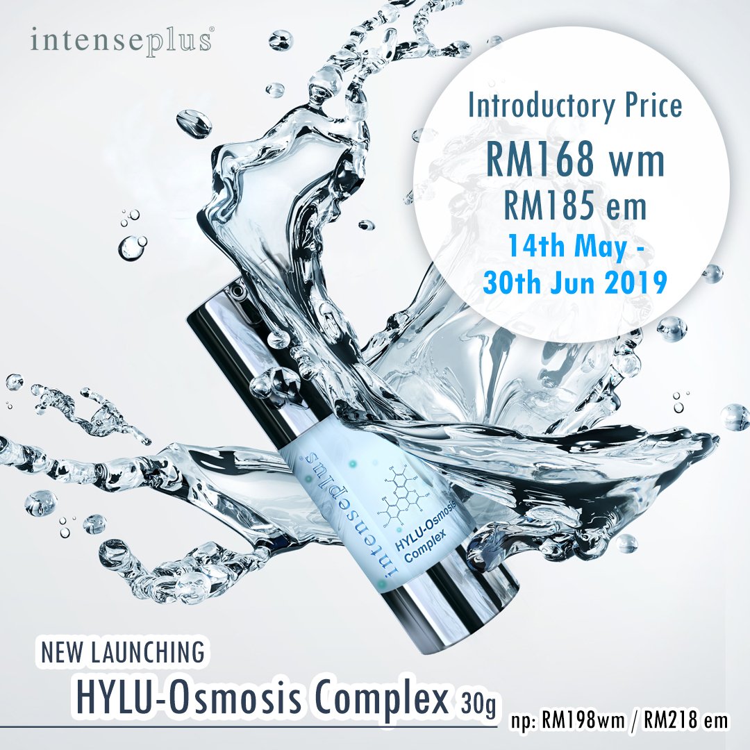 Intenseplus123's tweet image. NEW PRODUCT LAUNCH
HYLU-Osmosis Complex (30g)
N/P: RM198.00 (WM); RM218.00 (EM)

NOW INTRODUCTORY PRICE
RM168.00 (WM); RM185.00 (EM)

Oasis in the dessert skin.
Hydrating moisturizing brightening cool cream.

Moisturizer &amp;amp; Hydrating 
Repair &amp;amp; Soothe Skin 
Smooth &amp;amp; Brighten Skin