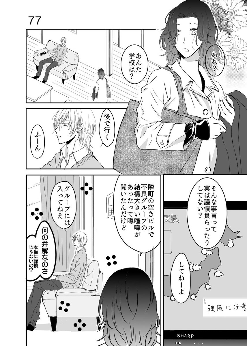 【創作BL】ヤンキーの彼氏が出来るまで77 二見視点の真希を描く時は1割増で可愛く見えるように心掛けてます。 