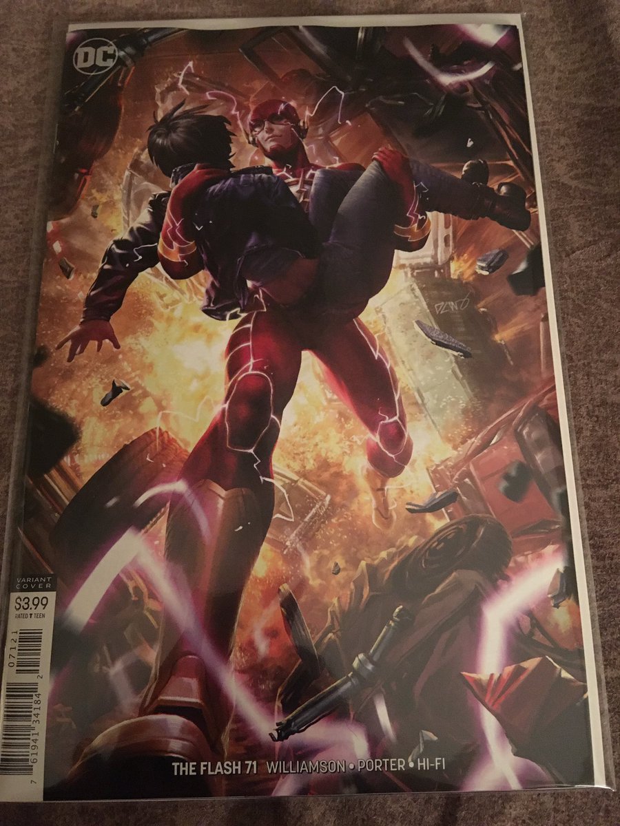 P03TH3IR's tweet photo. #FlashYearOne seems destined to be one of the great Flash stories. Issue 2 begins to lay the tracks as Barry meets his future self and finds out about the world threat of “Turtle”. @MrHowardPorter and Hi-Fi! Your art is glorious! I am astounded by every panel. https://t.co/xGhDCyg5Eg