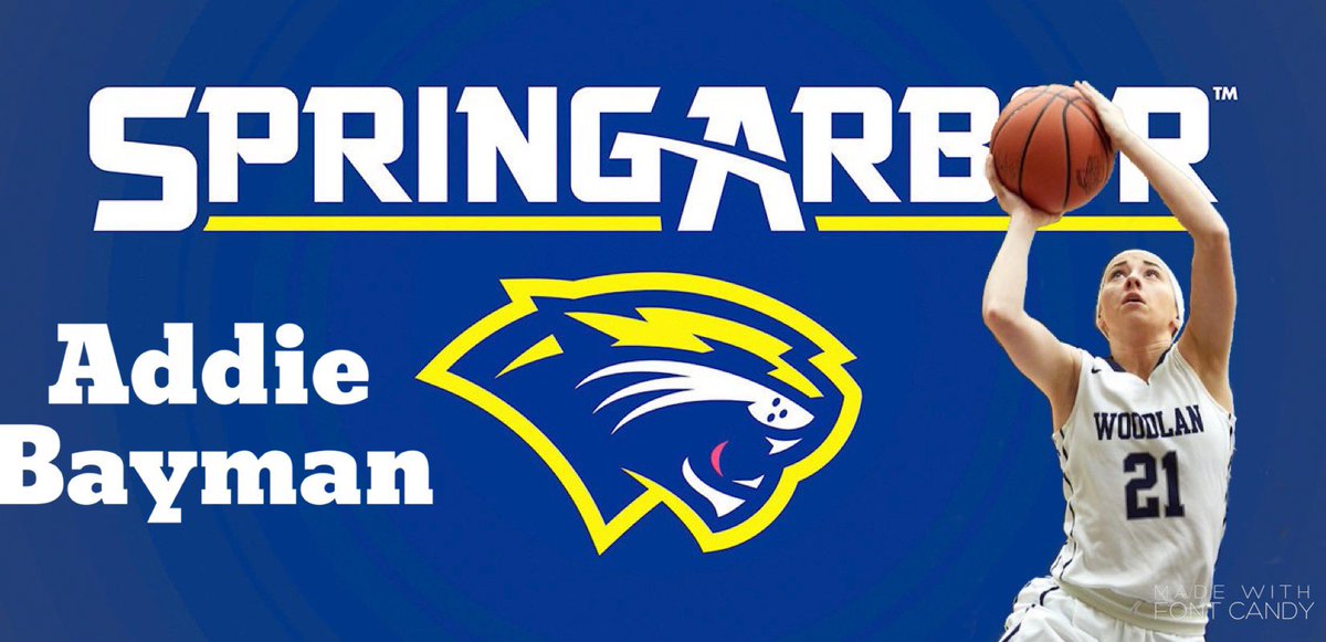 WoodlanBBall's tweet photo. The boys basketball team wants to congratulate @_addiebayman_ on committing to Spring Arbor University! #GoWarriors #GoAddie #GoCougars https://t.co/2huWTR9mSL