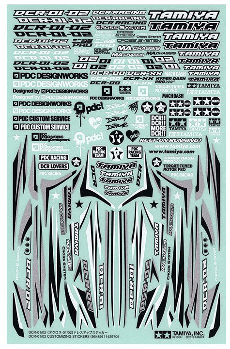 Twitter 上的 ミニ四駆 タミヤ公式 発売40周年ありがとう 今週の新製品 Dcr 01 02 デクロス 01 02 ドレスアップステッカー T Co Qapbcxxlcq モノトーンのロゴマークをはじめ Dcr 01や02用のストライプ タミヤロゴ ゼッケンナンバーなども
