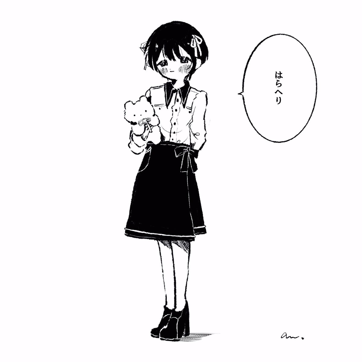 ボーイッシュな髪型でガーリーな格好のおんなのこ可愛いなっていうらくがき 