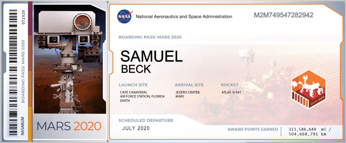 Beck_Sam's tweet image. Headed to Mars in 2020 with my official @NASA boarding pass. Who wants to join me? 😂😂😂
 
mars.nasa.gov/participate/se…