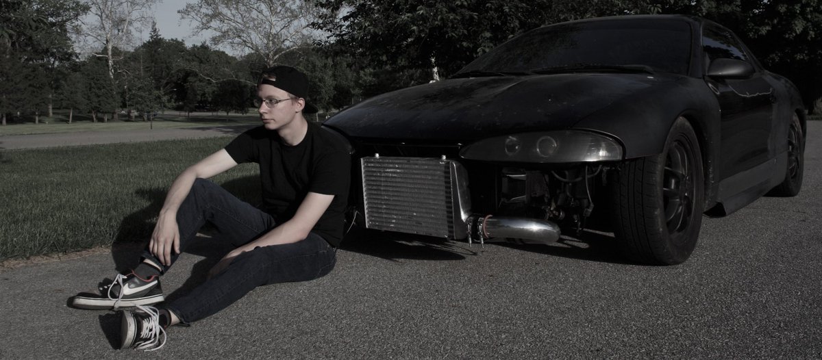 cheshirewolve's tweet photo. Look at this angry bitch! 👏🏻 She's ugly as fuck currently but DAMN does my baby make her look good 😍 yikes. I love taking his photo. Got me swoonin over here. 
#eclipsegst #projectcar https://t.co/1nN7ebKW9I